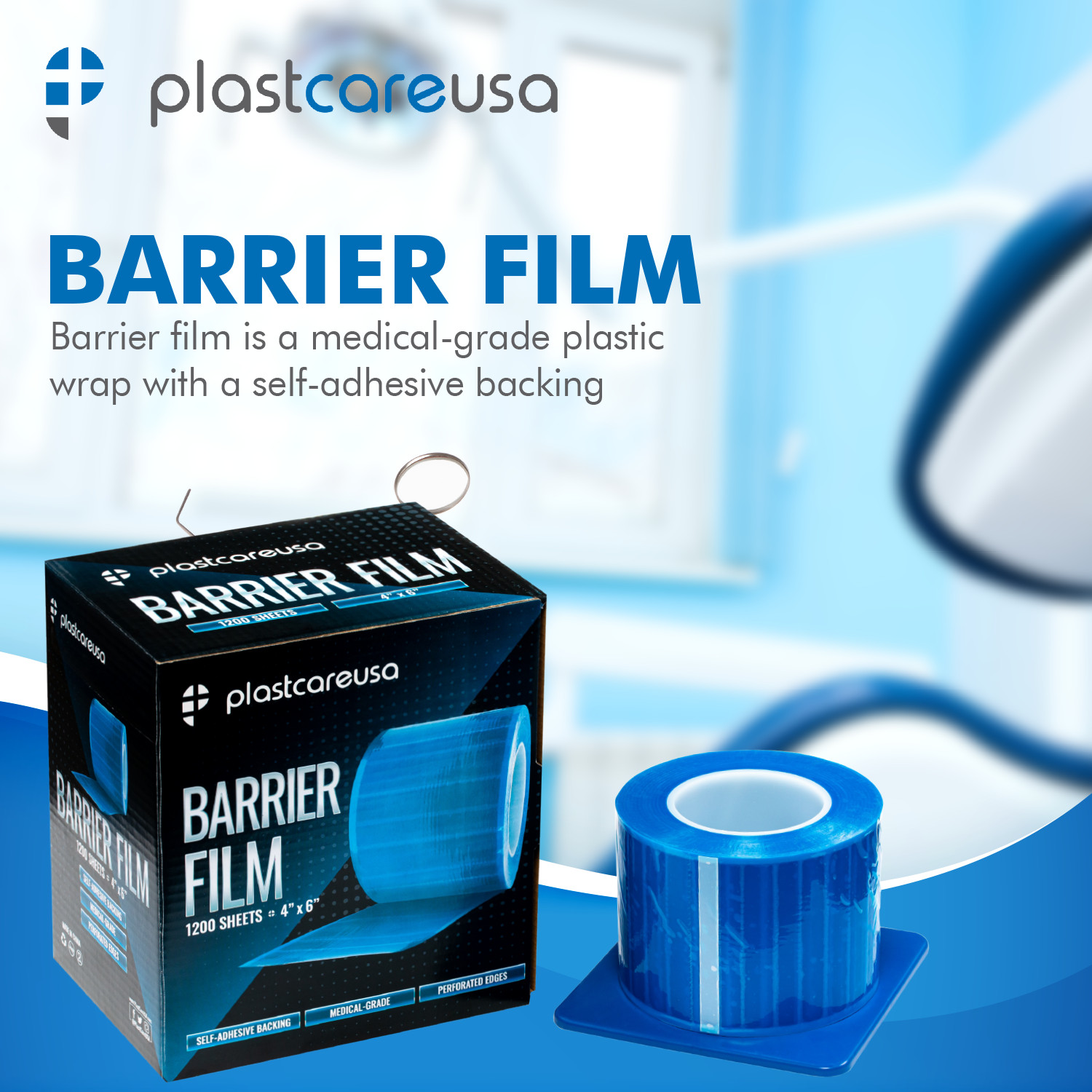 Pink Barrier Film, Plastic Sheeting Dental, Adhesive Surface 1200 4″ x 6″ Sheets