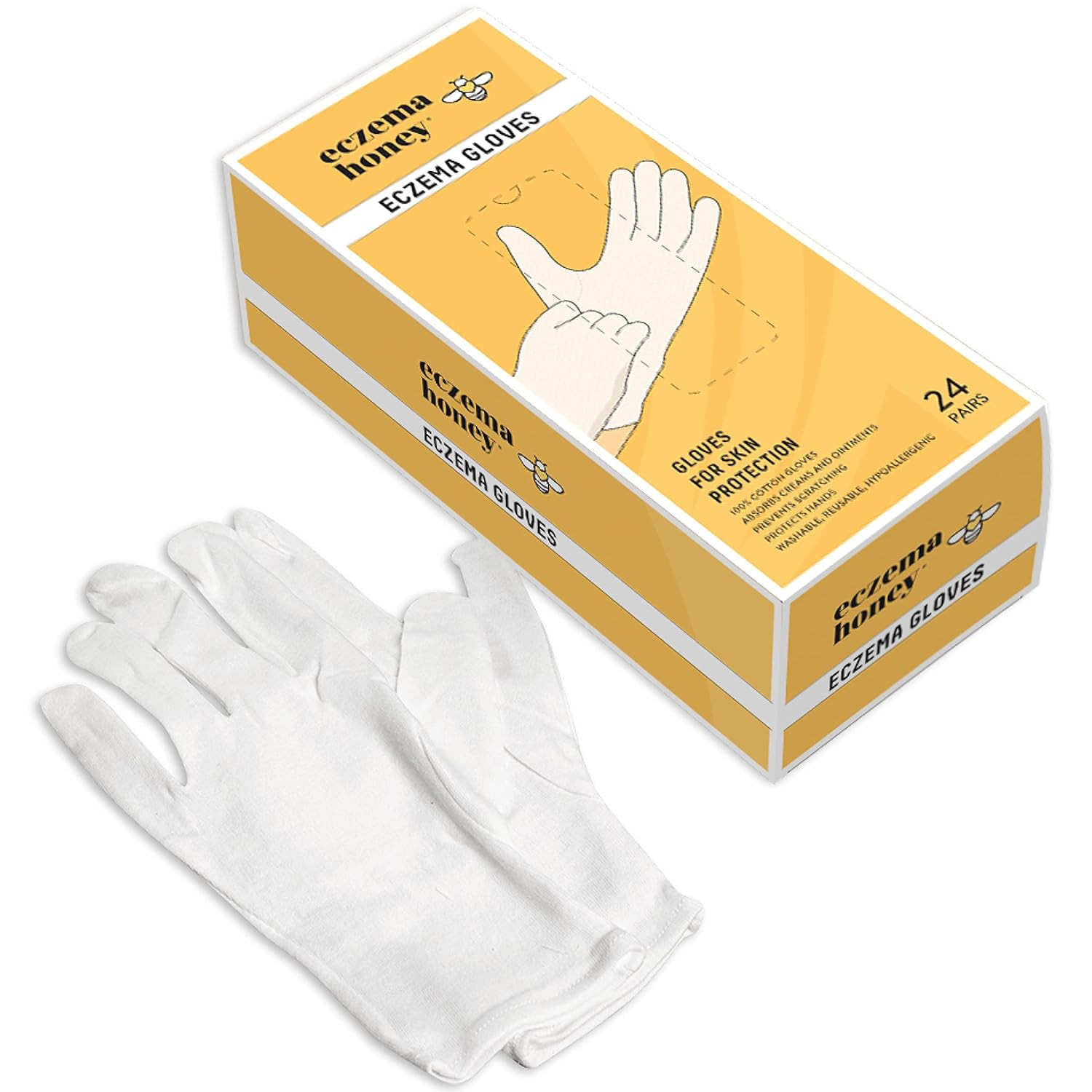 Premium 100% Cotton Gloves – Washable & Reusable Overnight Dry Hands Treatment –