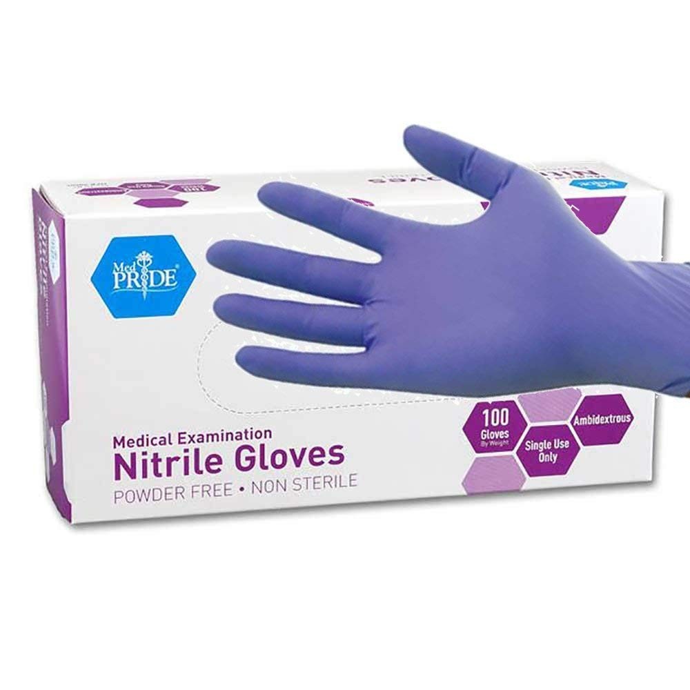 MedPride Nitrile Exam Gloves Large Powder Free Disposable Blue 100 Pack