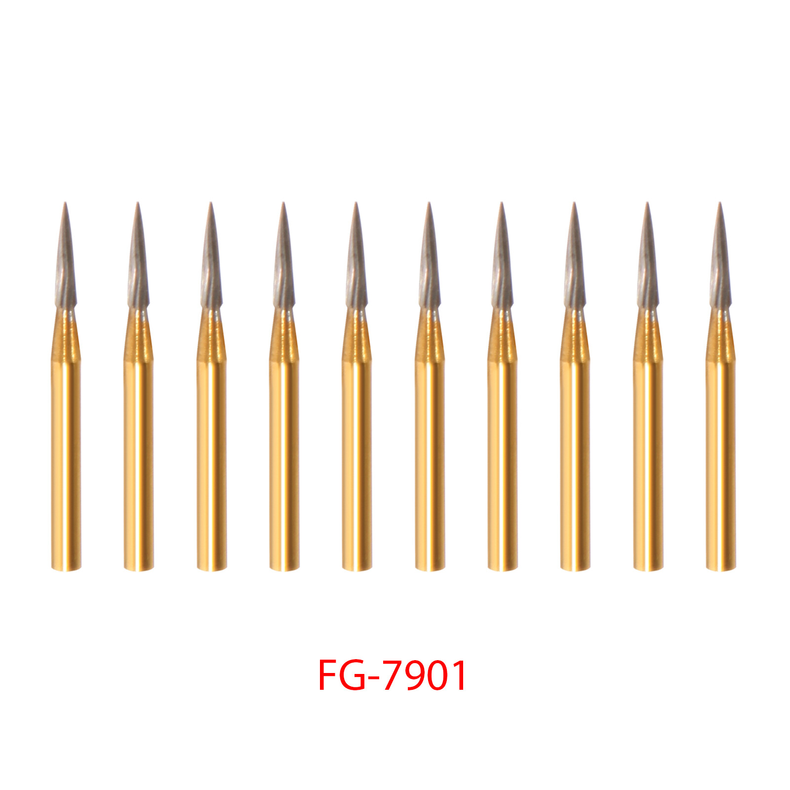 Dental Tungsten Carbide Gold Burs Trimming & Finishing & Polishing Flame FG7901