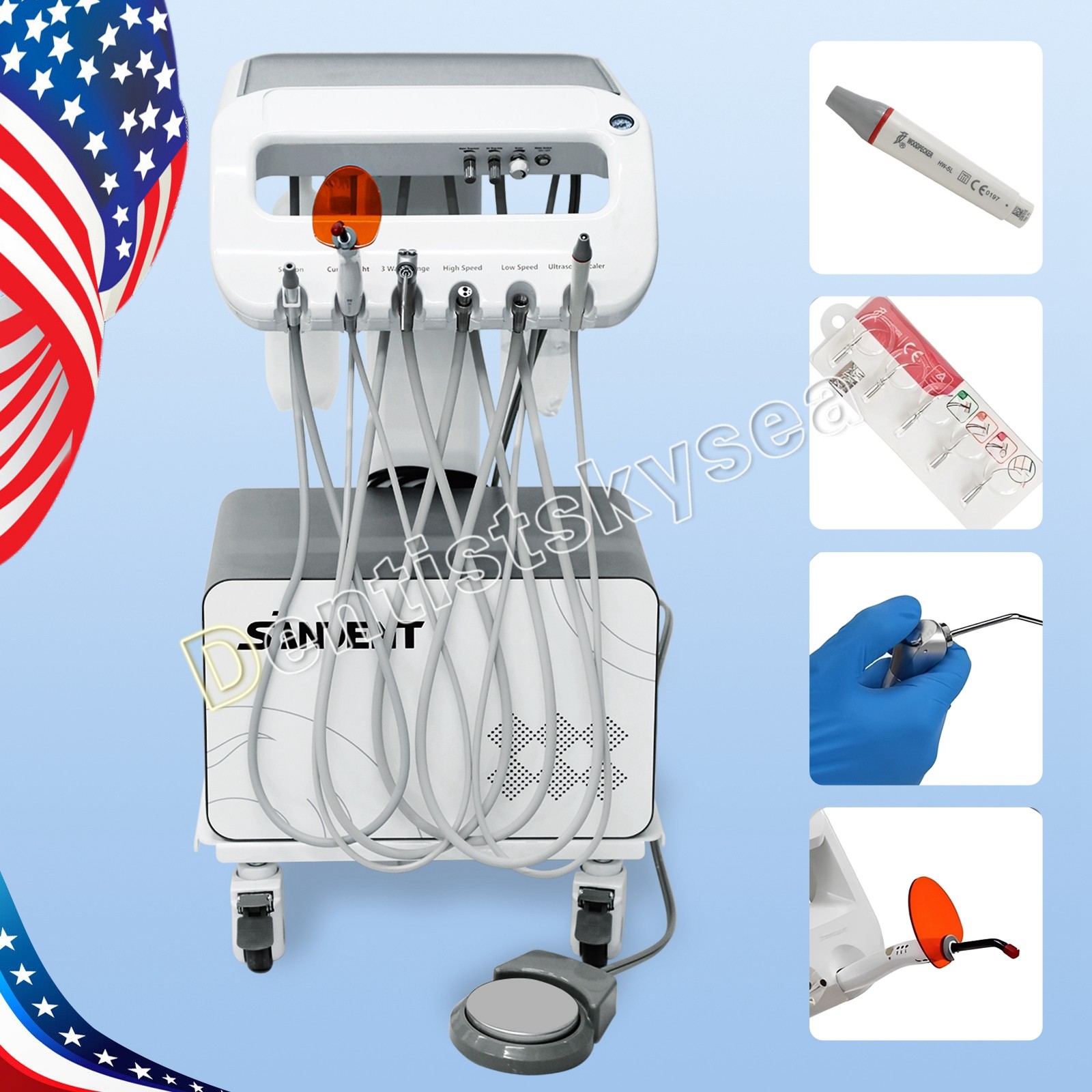 Veterinary Dental Unit with Foot Control Portable for Animal Oral Care &Cleaning