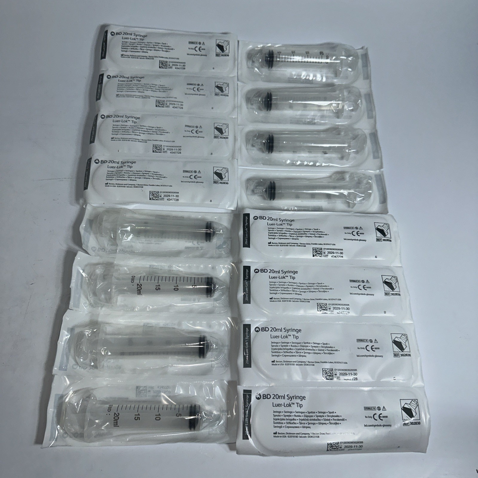 16 PACK – 20CC SYRINGES ONLY WITH LUER LOCK 20ML STERILE without Needle 11/2029