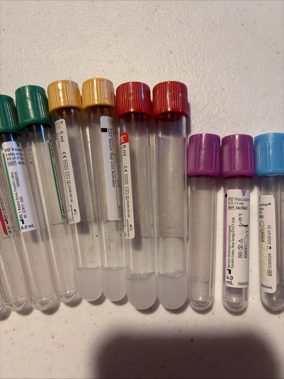 18 Piece Phlebotomy Practice Tubes Practice Set Educational Use Only