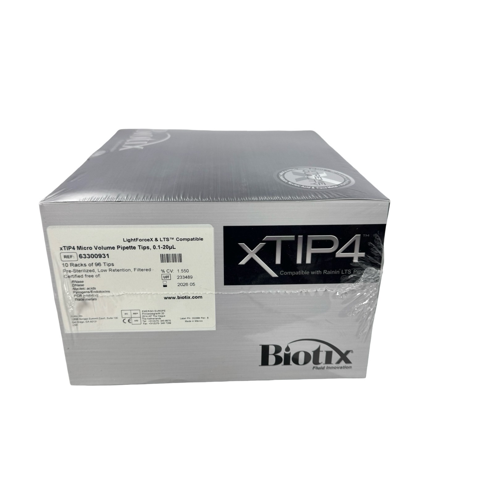 Biotix xTIP4 63300931 Filter Pipette Tips 0.1-20µL LTS 10×96 Sterile EXPIRED