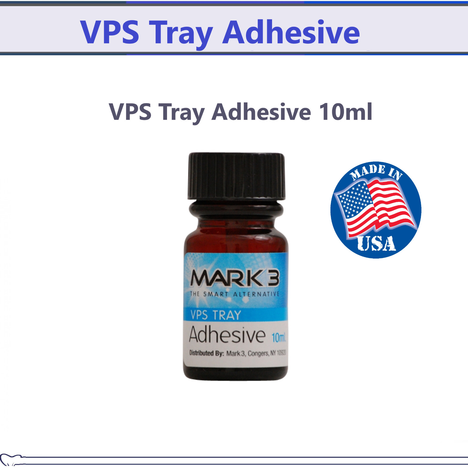 Dental VPS Vinyl Tray Adhesive 10 ml with Applicator Mark3, Exp: 11/2025, USA