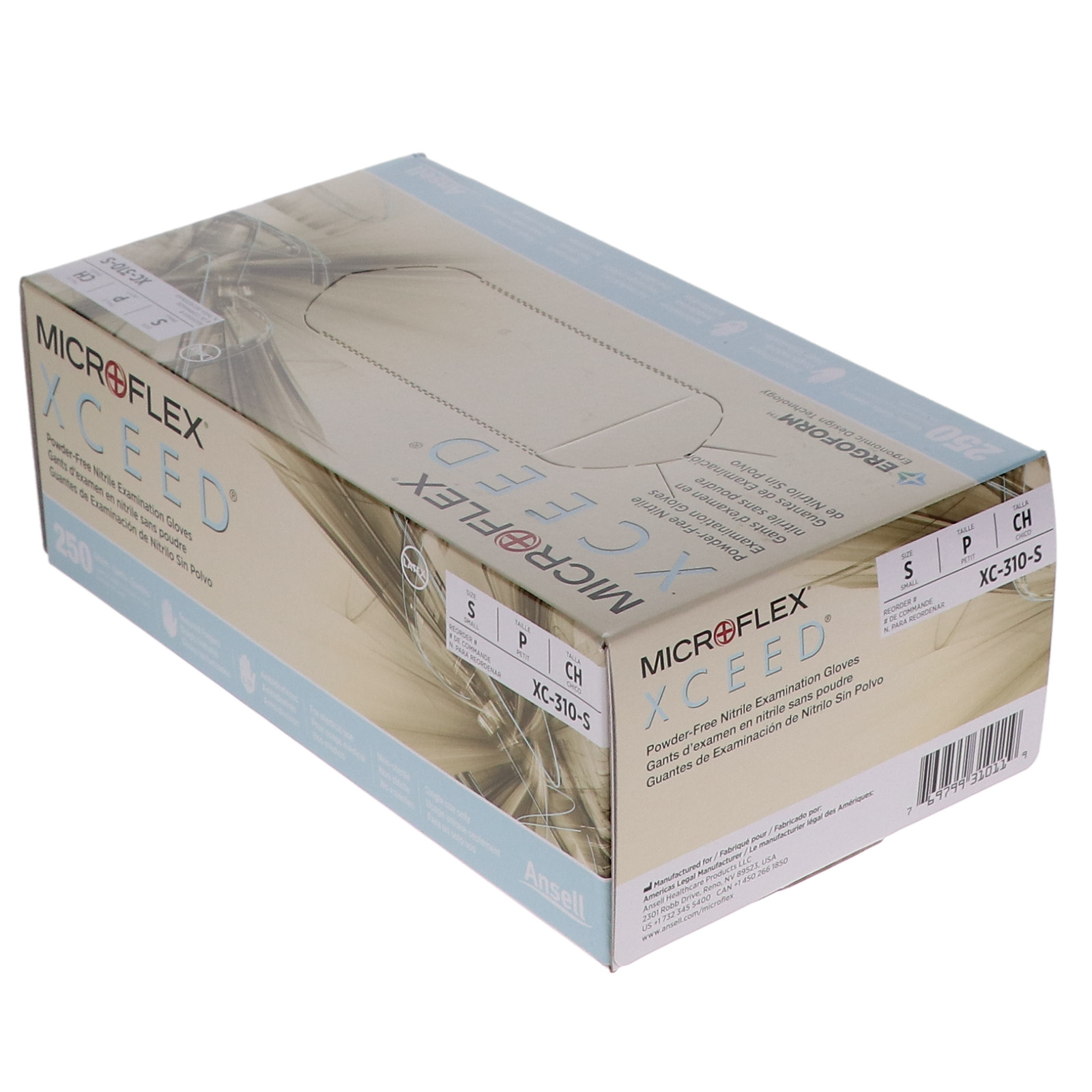 Microflex XC-310-S XCEED Nitrile Exam Gloves Powder-Free Small 250/Box