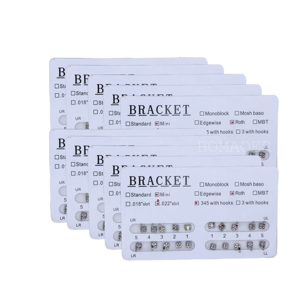 10 Sets Dental Metal Bracket Roth 0.022 with 345 Hooks, 20pcs/Set