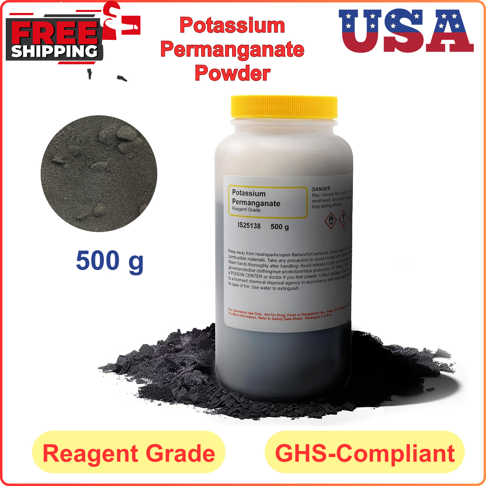 Potassium Permanganate Powder, 500g – Reagent-Grade The Curated Chemical Collect