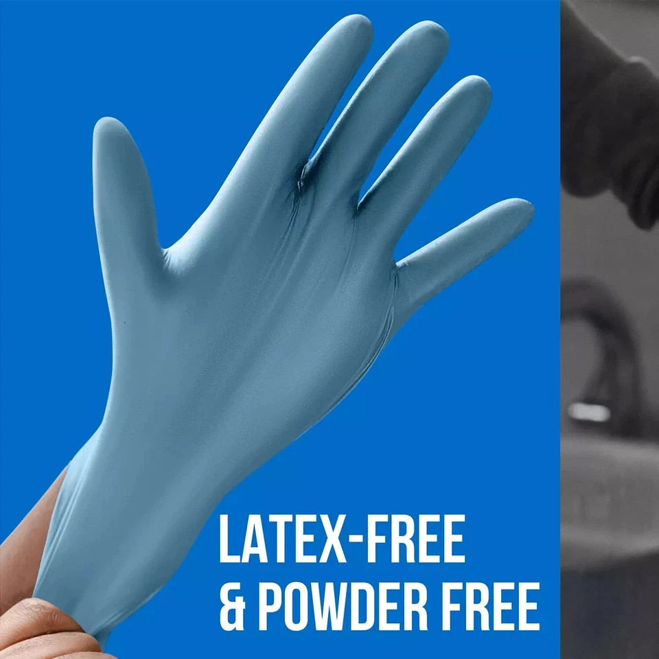 Nitrile Disposable Gloves Powder Free Blue 300 Count Textured Grip