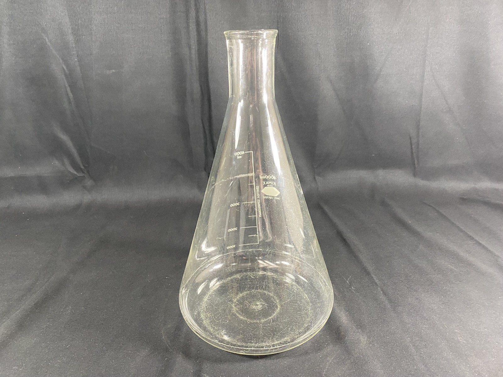 KIMAX KIMBLE Glass 4000mL 4L Narrow Mouth Graduated Erlenmeyer Flask 26500