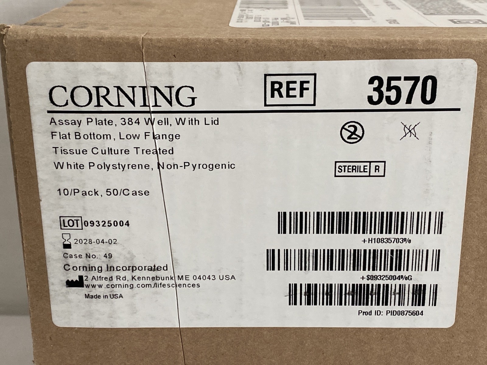 (50) CORNING 384-Well White Low Flange TC-Treated Microplates F-Bttm w/Lid 3570
