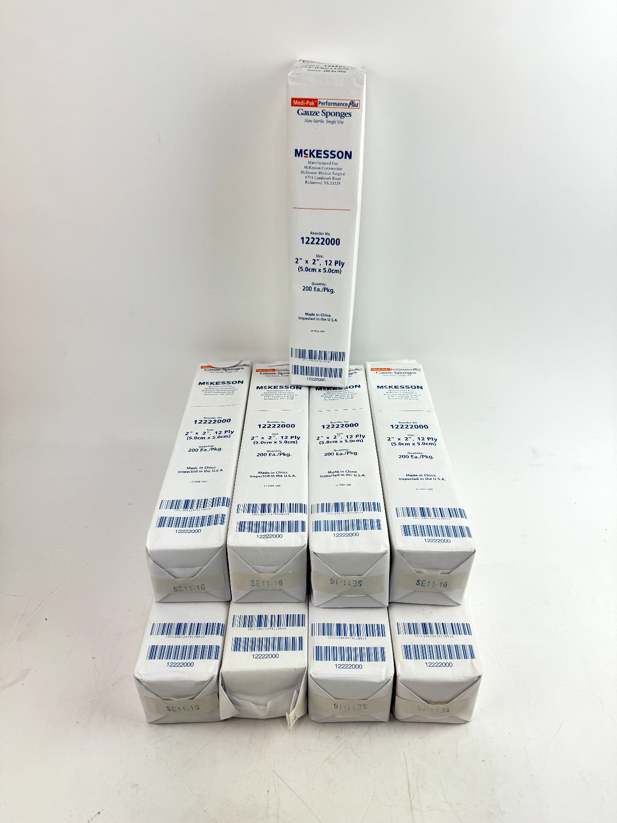 x9 Gauze Sponge Medi-Pak Performance Plus Cotton Gauze 12-Ply 2X2in Pack of 200