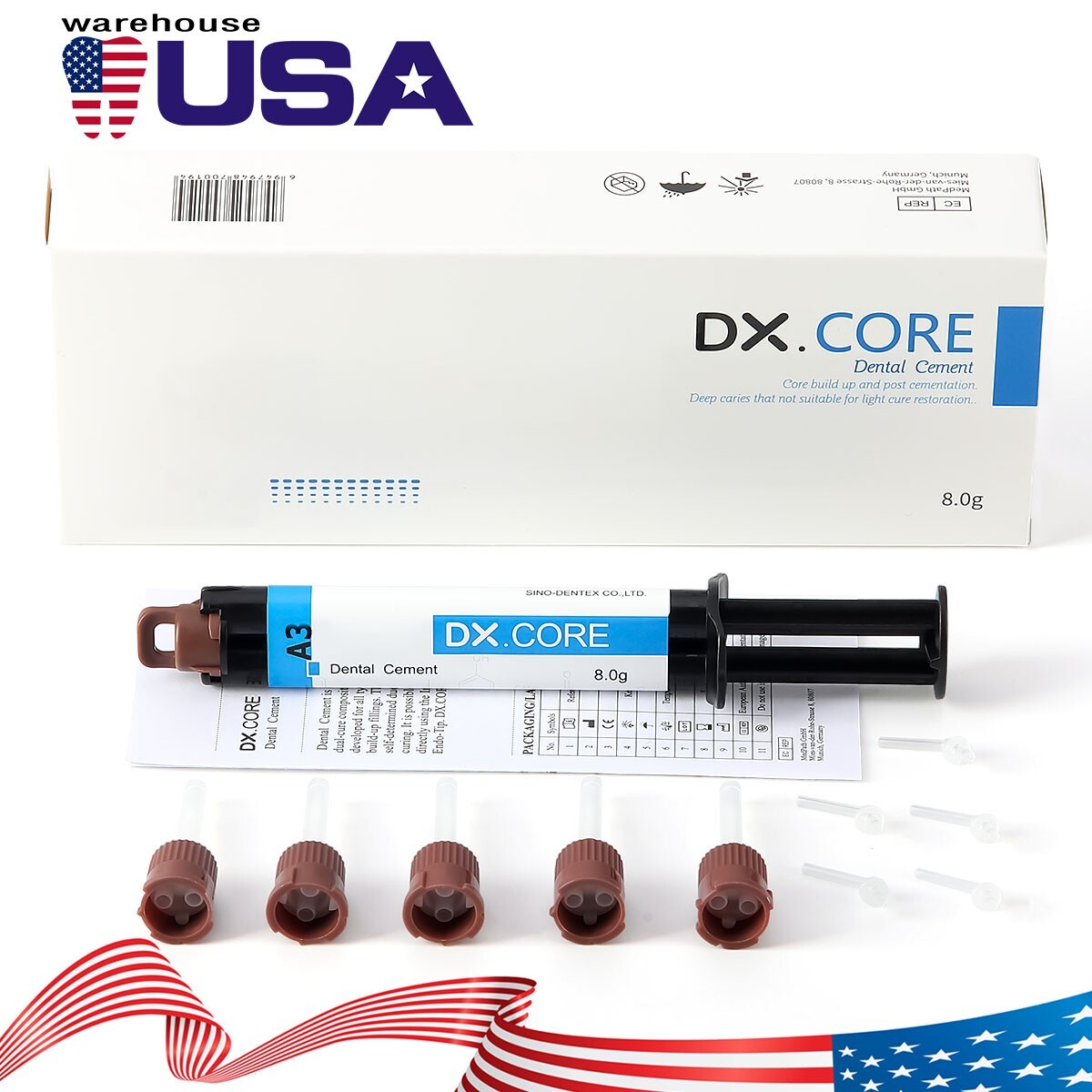 Dentex Dental Composite Resin Light and Self Cured Dual Cure Core Buildup A2/A3