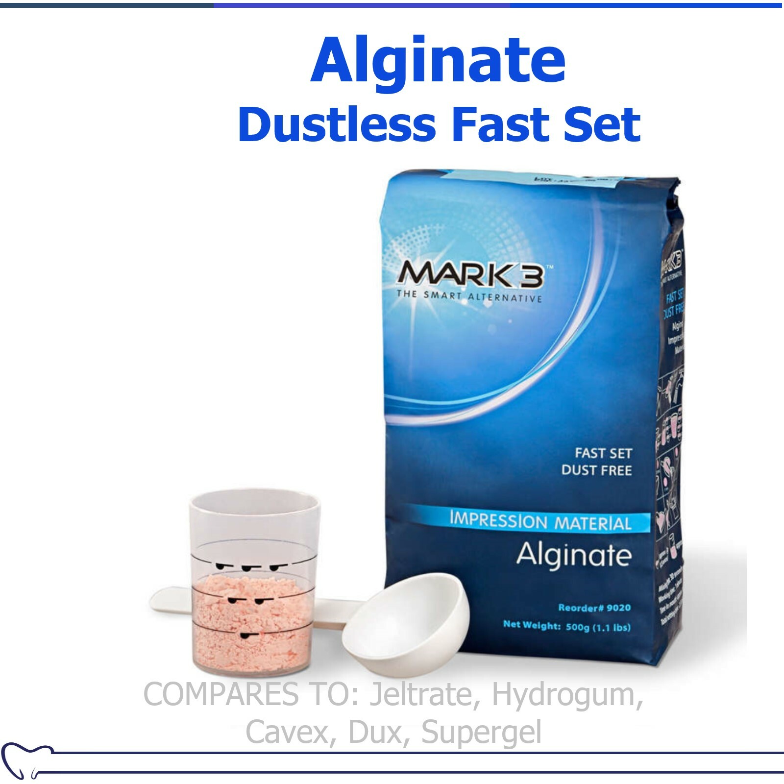 Dental Impression Alginate Dust Free For Material, FAST SET, 1.1 lb. – 9020