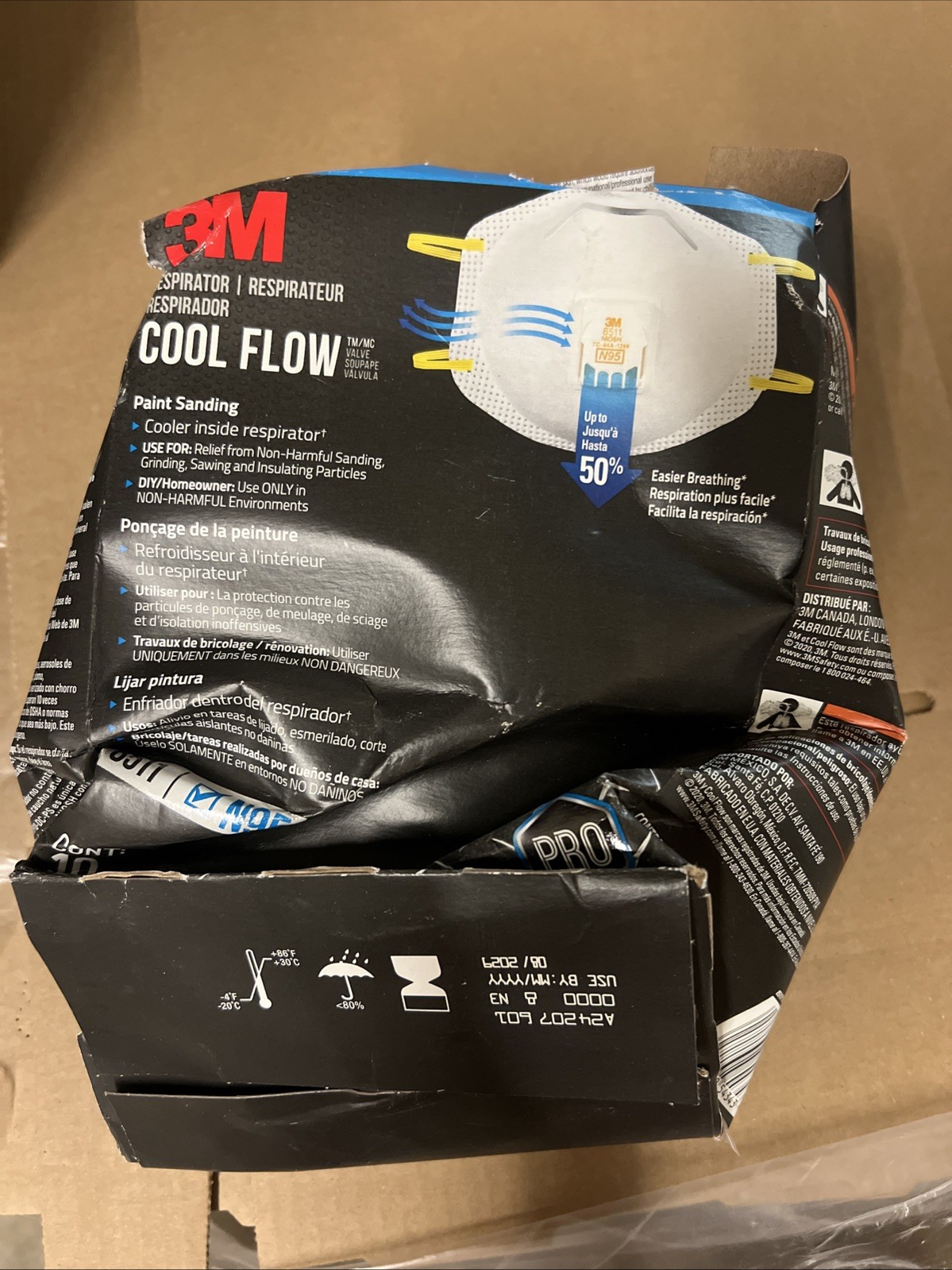 3M N95 Particulate Respirator Face Mask Damaged Box