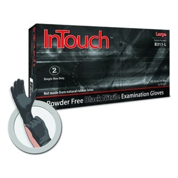 Atlantic Safety Products B311-XL InTouch Exam Gloves, Black, XL, 100-Ct