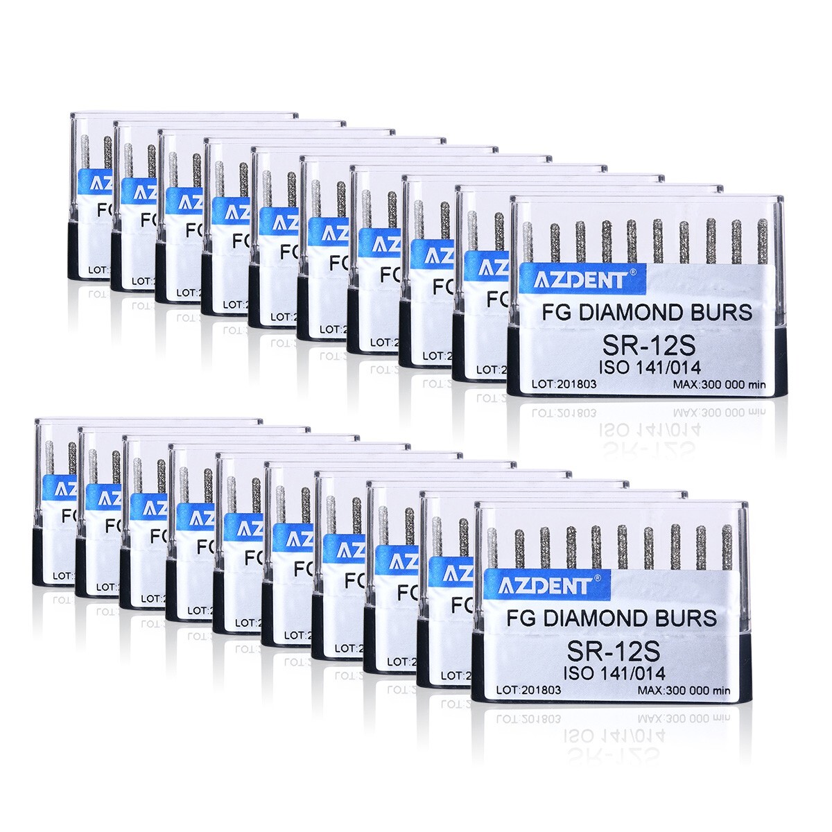 AZDENT Dental High Speed Diamond Burs Straight/Cylindrical Round Head SR-12S