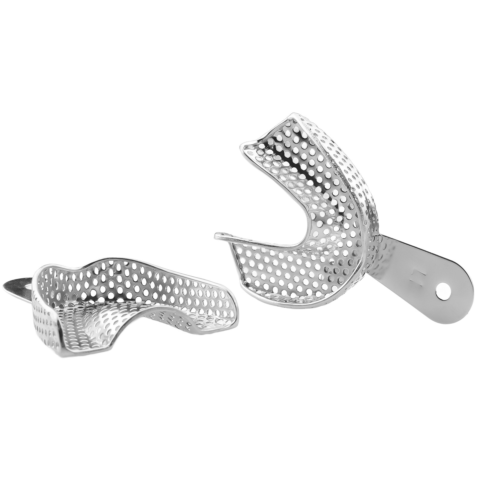 2Pcs Dental Upper Lower Teeth Trays Stainless Steel Impression Trays Small Size