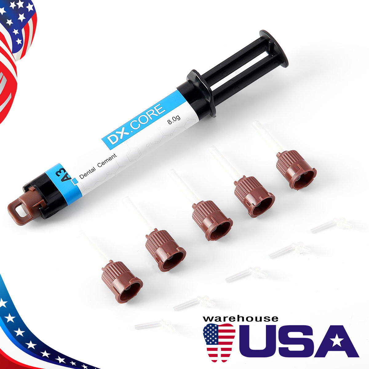 Dental Dentex Dual Cure Flowable Composite Resin Core Build Up Syringe A3 8g