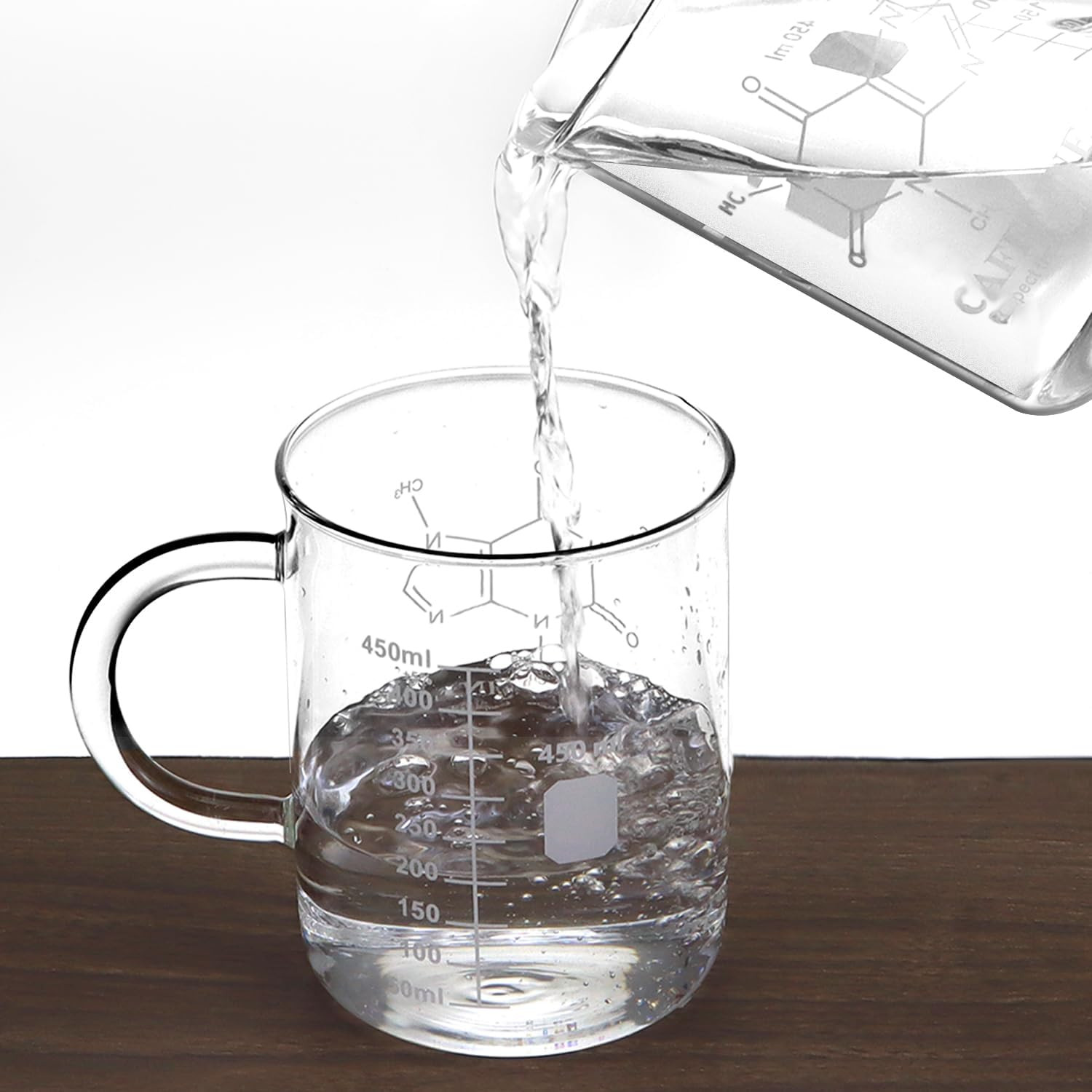 Caffeine Beaker Mug – Borosilicate Glass, 2 Pack 16 oz (450 ml), Chemistry-Theme