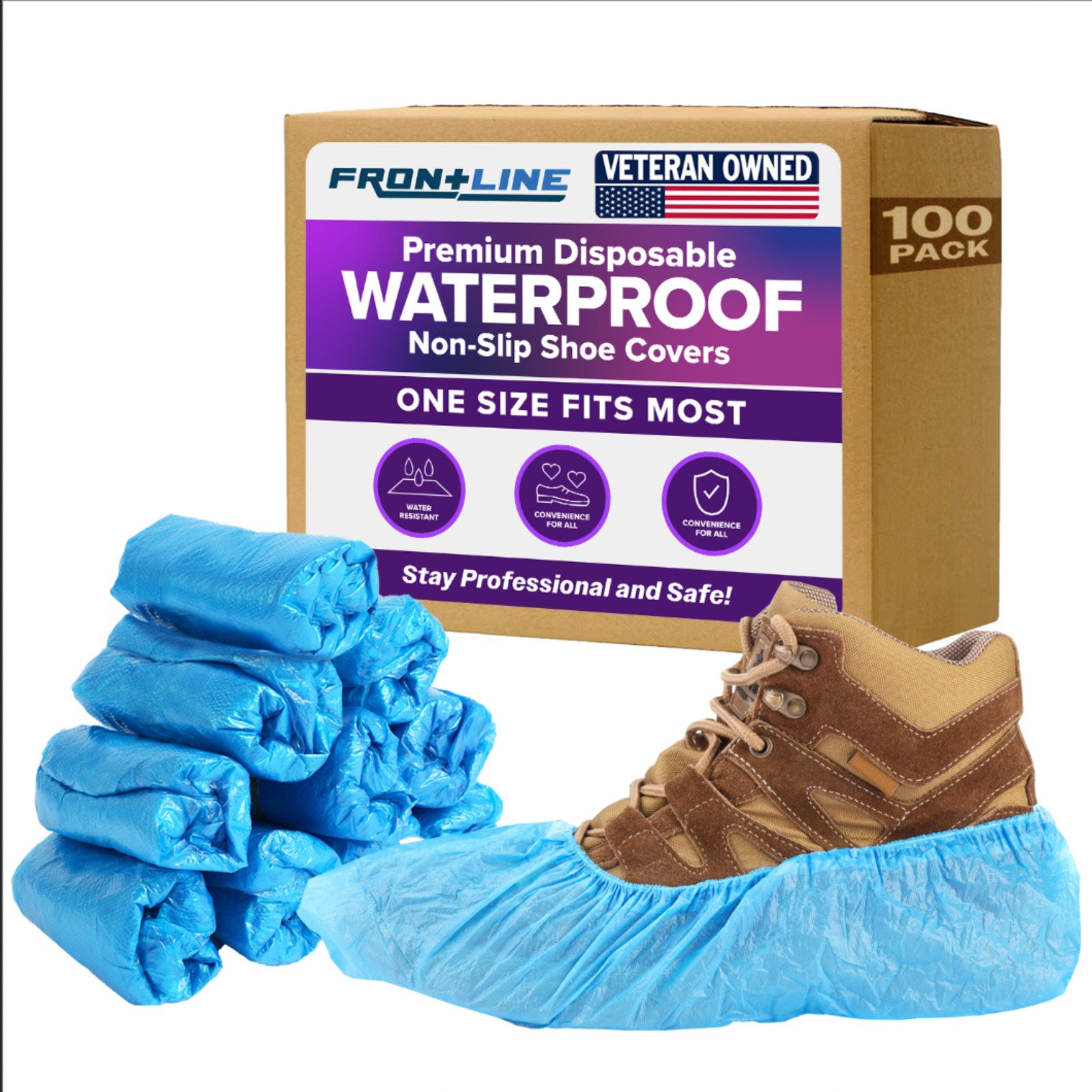 100 Pack Waterproof Shoe Covers Disposable, Premium Non-Slip Recyclable CPE Shoe