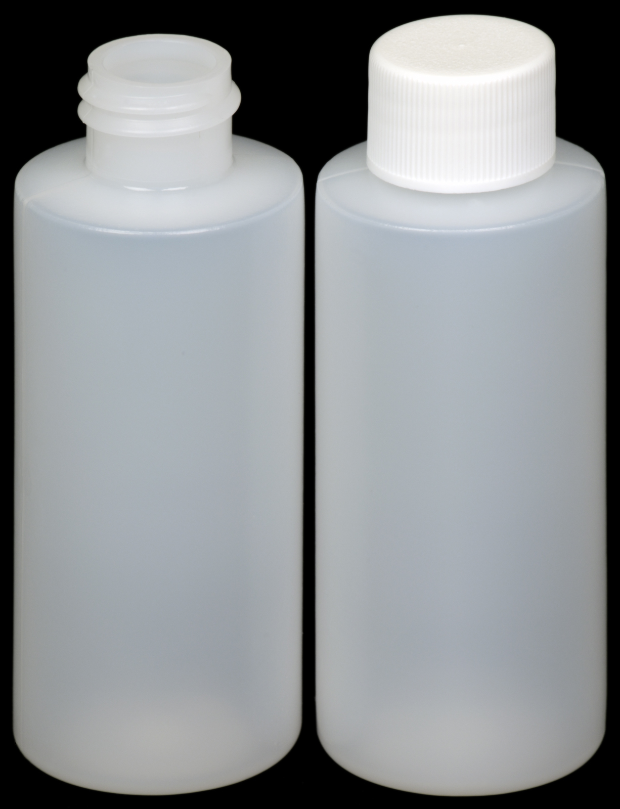 Plastic Bottle (HDPE) w/White Lid, 2-oz. 6-Pack, New