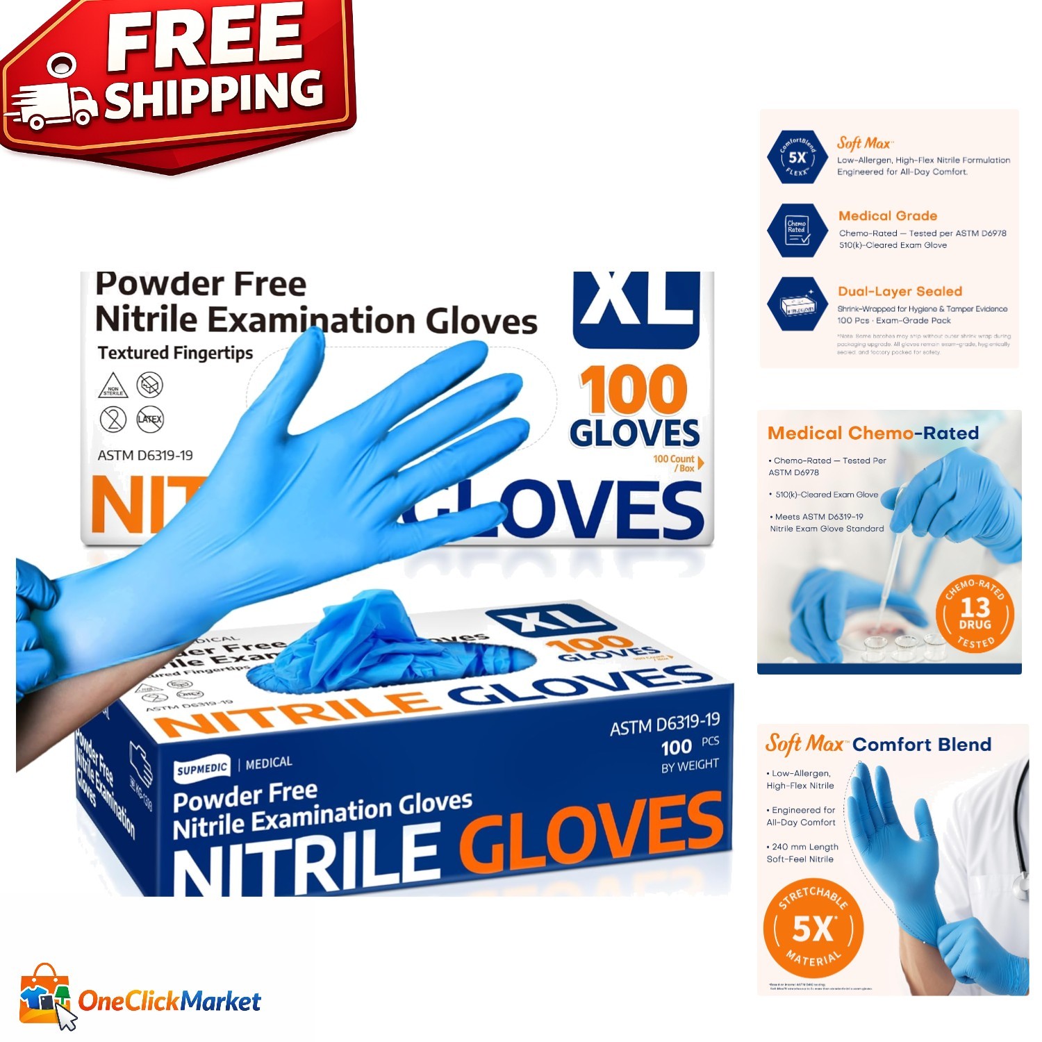 Disposable Nitrile Gloves, Blue – 100 Count Latex-Free for Food Safety & Hygiene