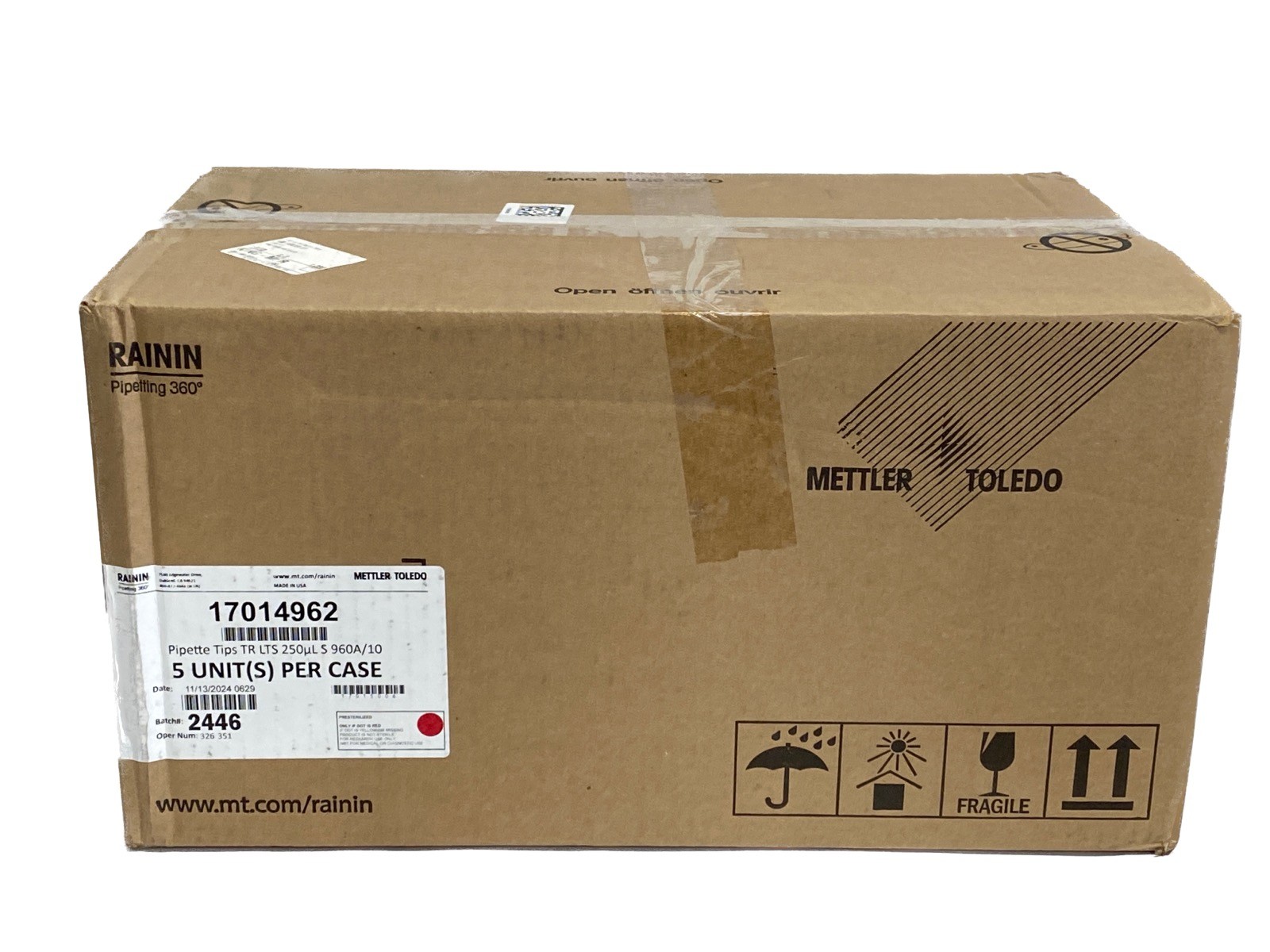 (4800) METTLER Rainin 250uL TerraRack LTS LiteTouch Pipette Tips 50×96 17014962
