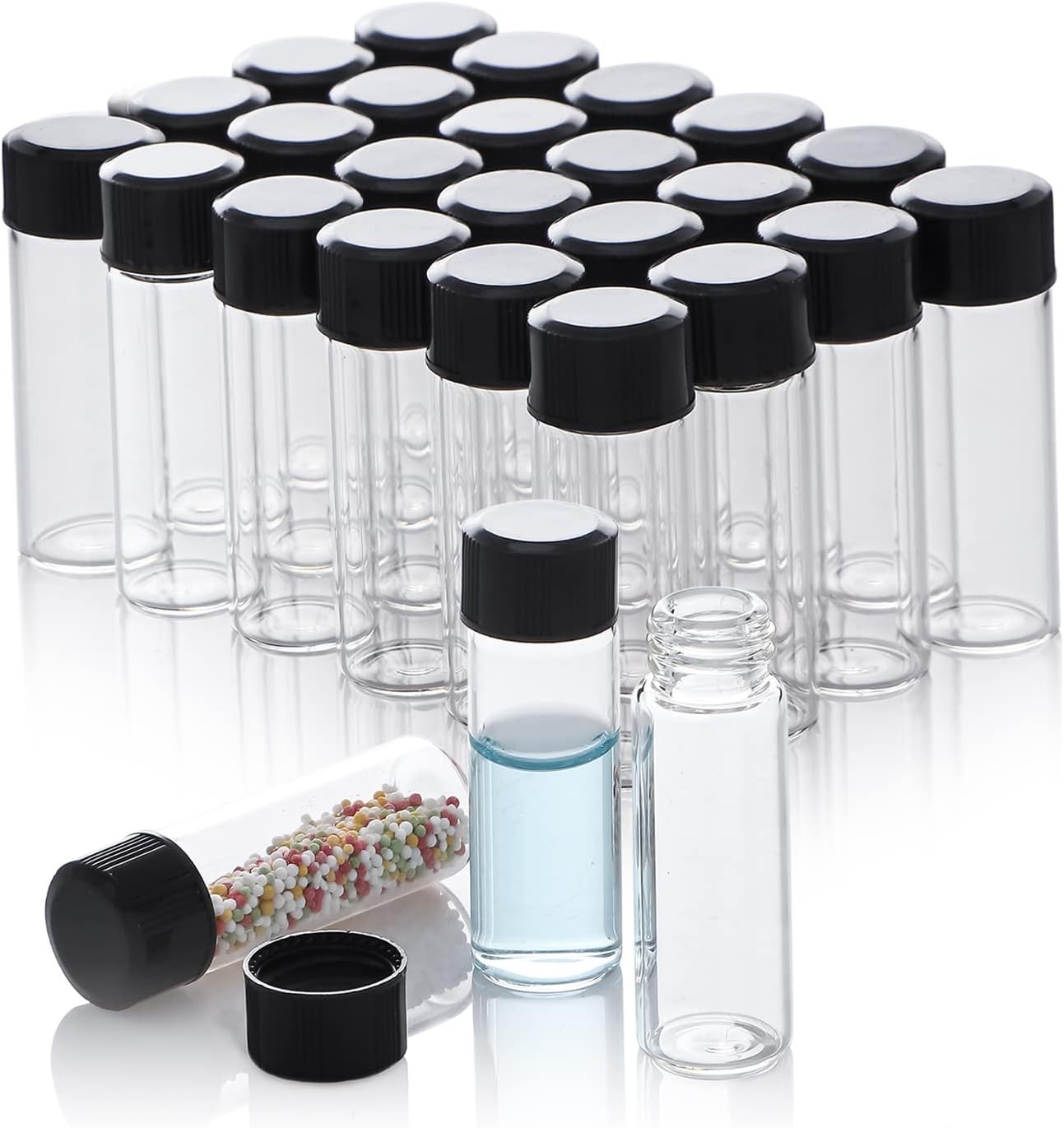 100 Pcs 4ml Glass Vials with Screw Caps Clear Liquid Vial Sample Vials Lab Vials