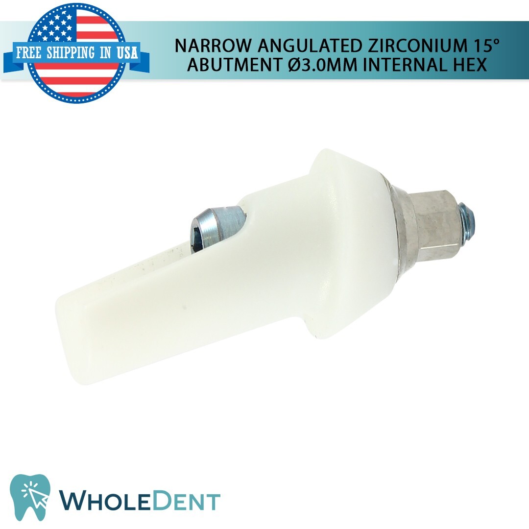 1x Narrow Angulated Zirconium Abutment 15° Titanium Base Int Hex Dental Tool