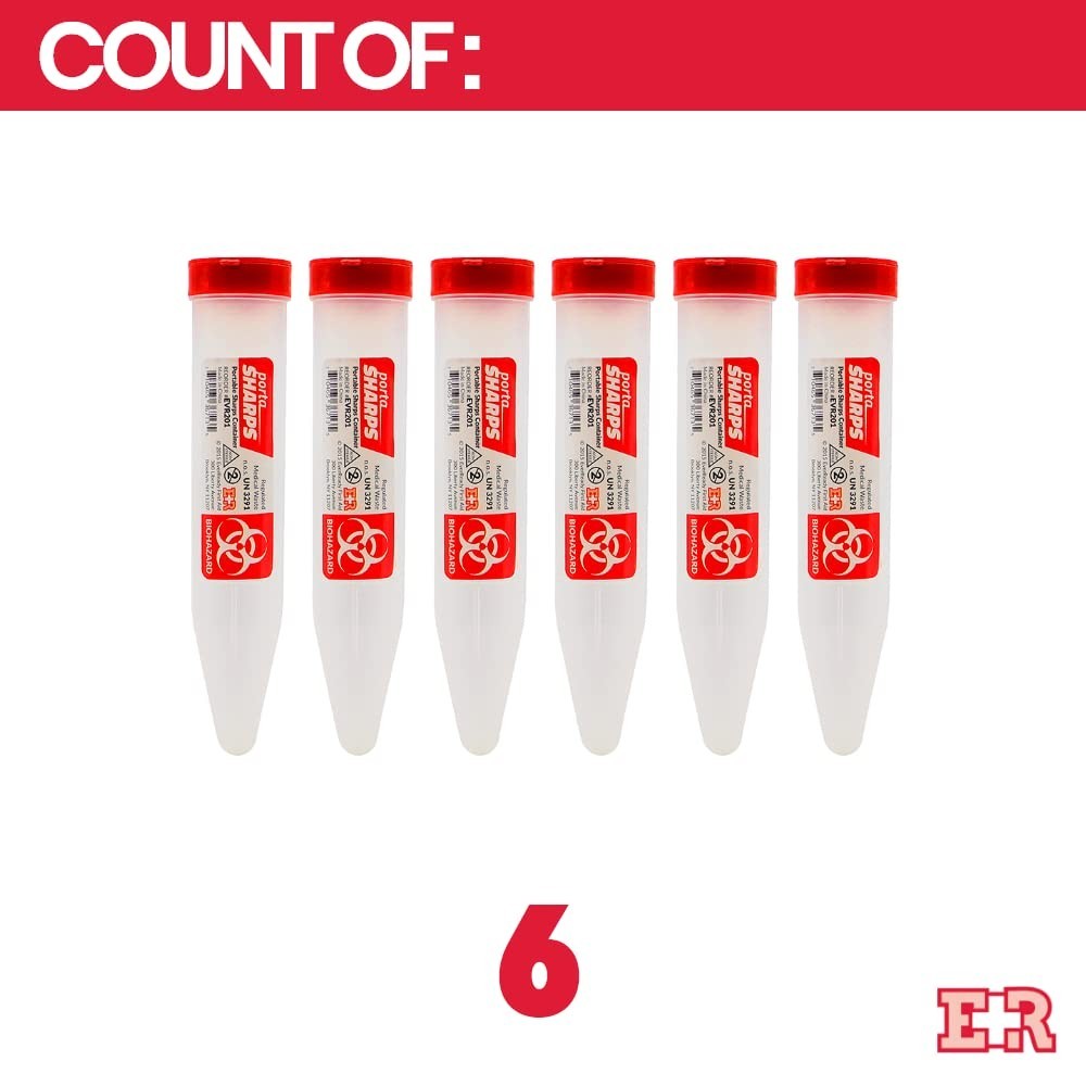 Portable 6 Count Sharps Container with Locking Lid – Essential for Medical Use
