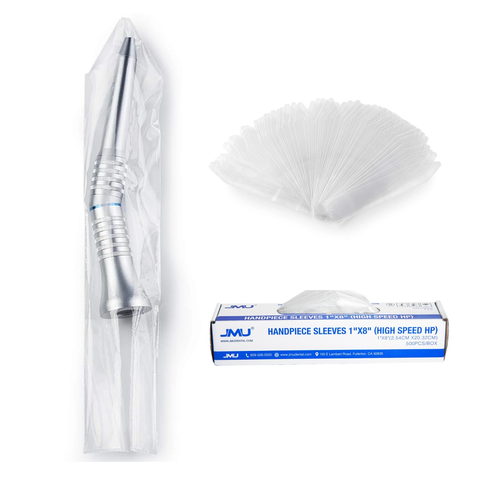 JMU Dental High Speed Handpiece Cover Disposable Plastic Isolation Sleeves 1″x8″