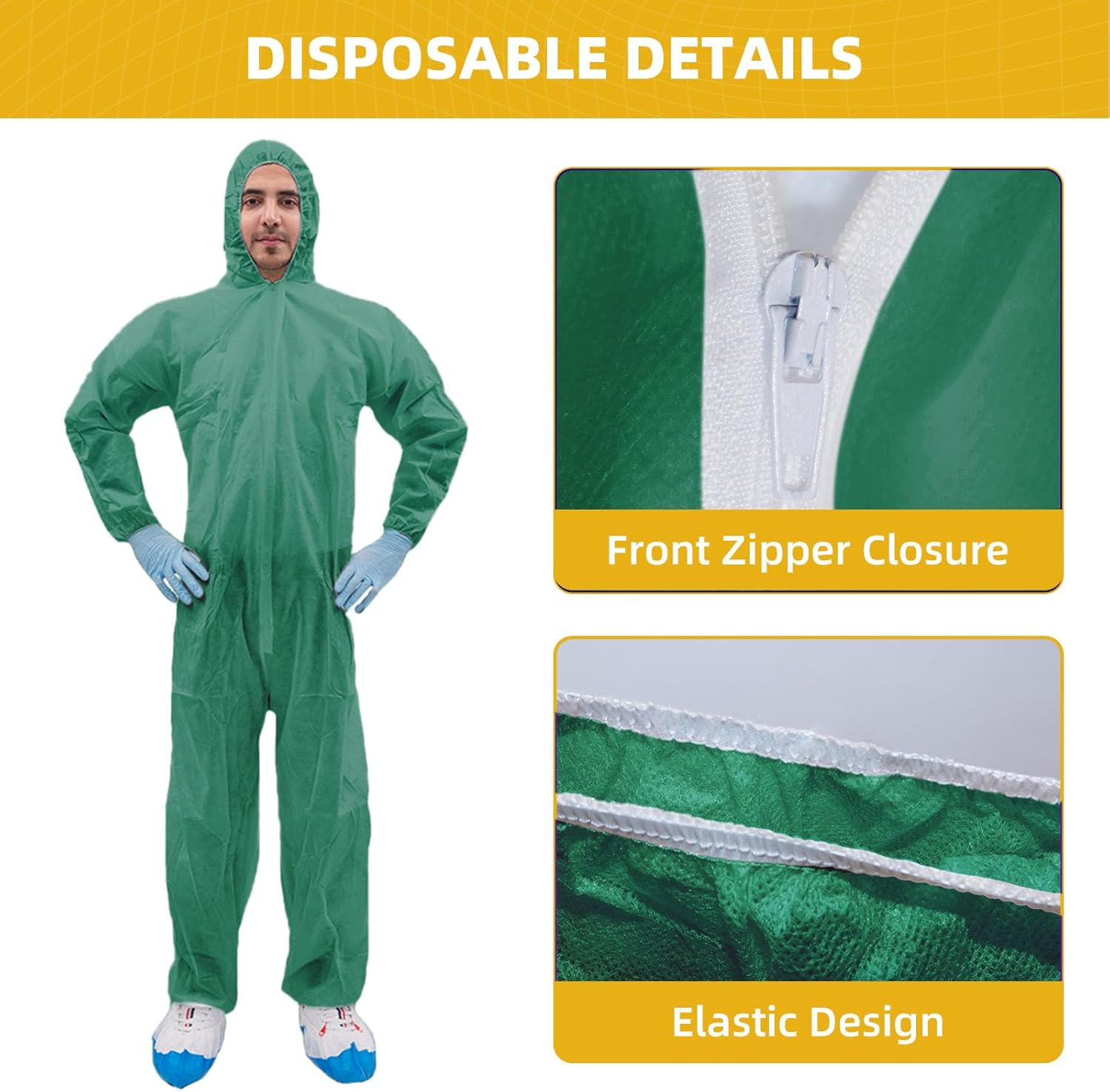 Colorful Disposable Coverall, PP Hazmat Suits with Hood and Elastic Cuffs for Sp