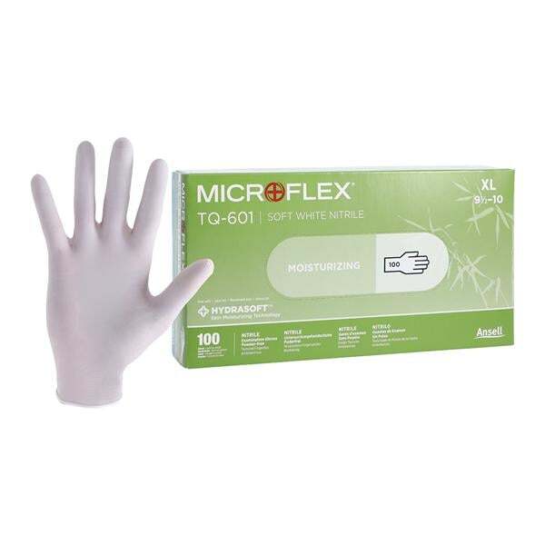 Microflex TQ-601-XL Tranquility Nitrile White Gloves Extra Large PF 100/Bx
