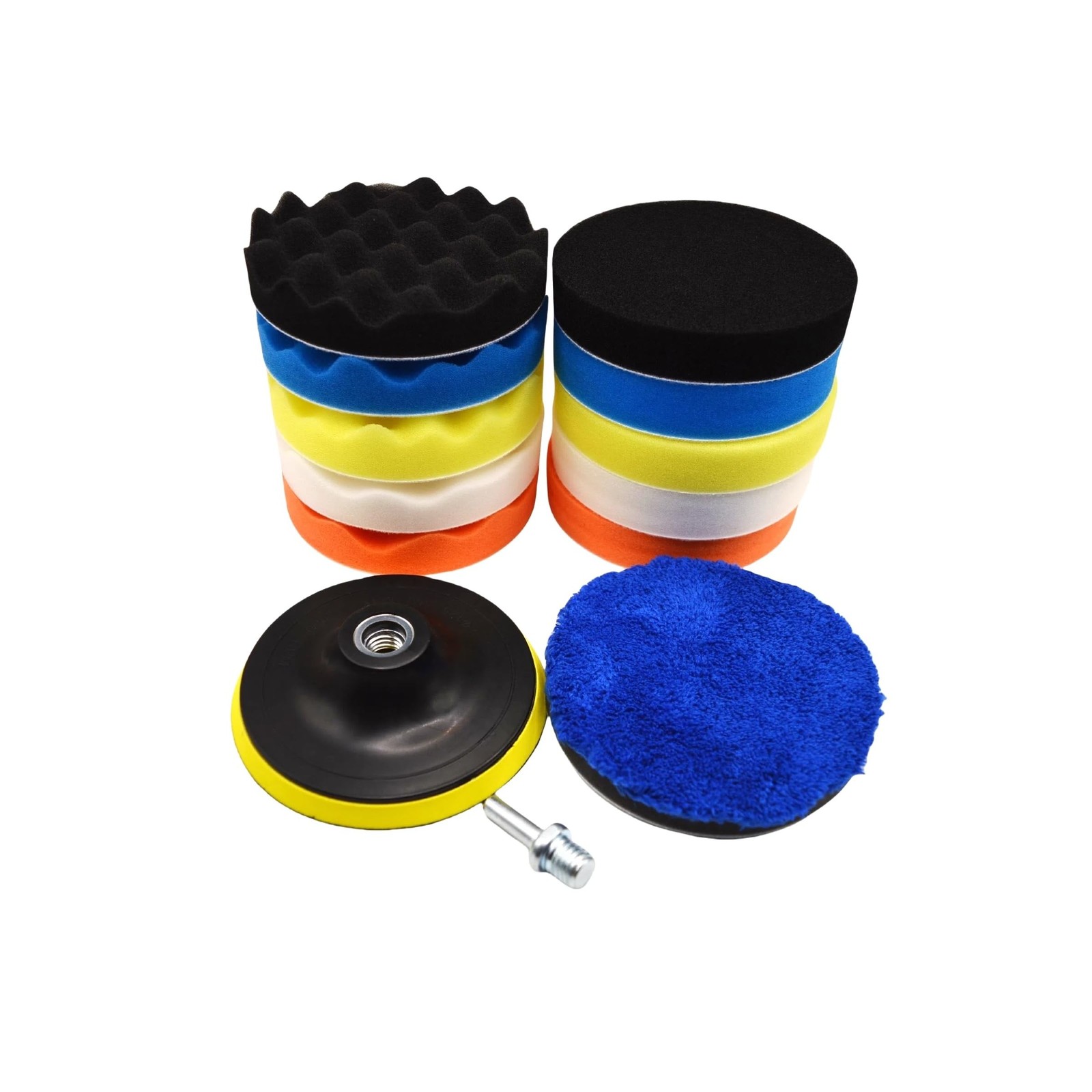 12Pcs 7inch Foam Buffing Polishing Pads Kit, with Coral Fleece Pad, Backing P…