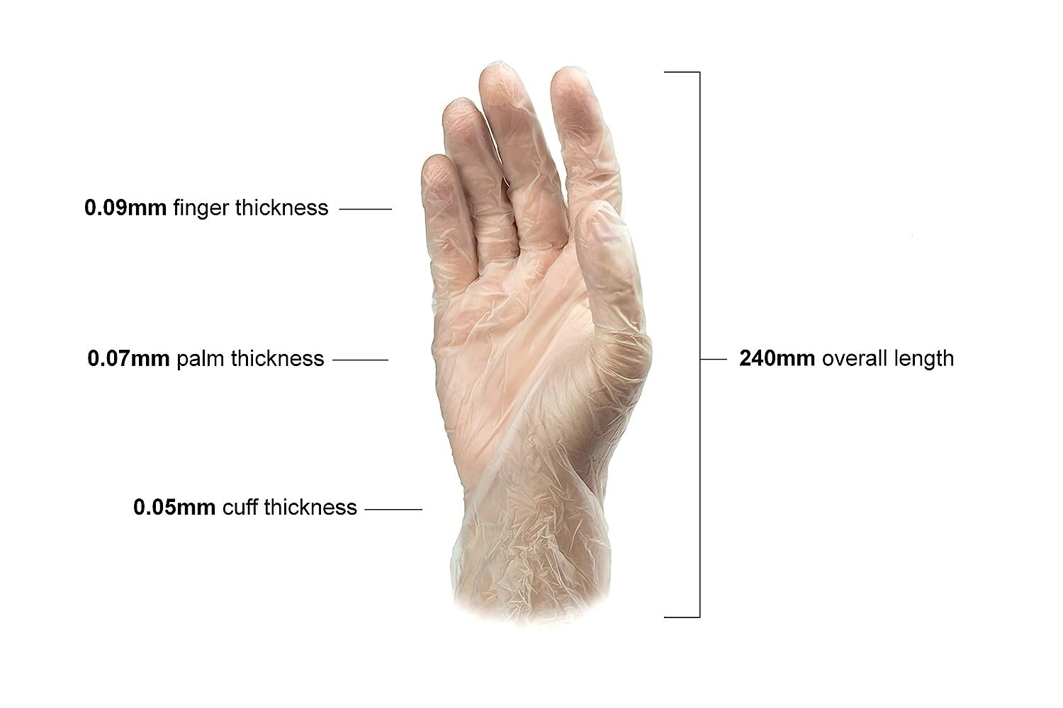 Basic Medium Clear Vinyl Synthetic Exam Gloves – Case of 1000 (VGPF 3002)