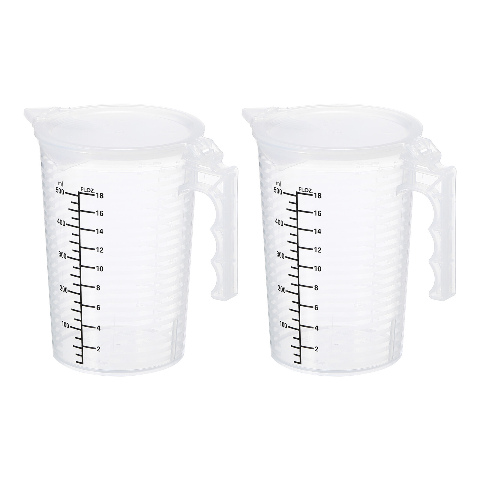 Graduated Beaker, 2 Pack 500ml PP Plastic Cup Double Sided Black Graduations
