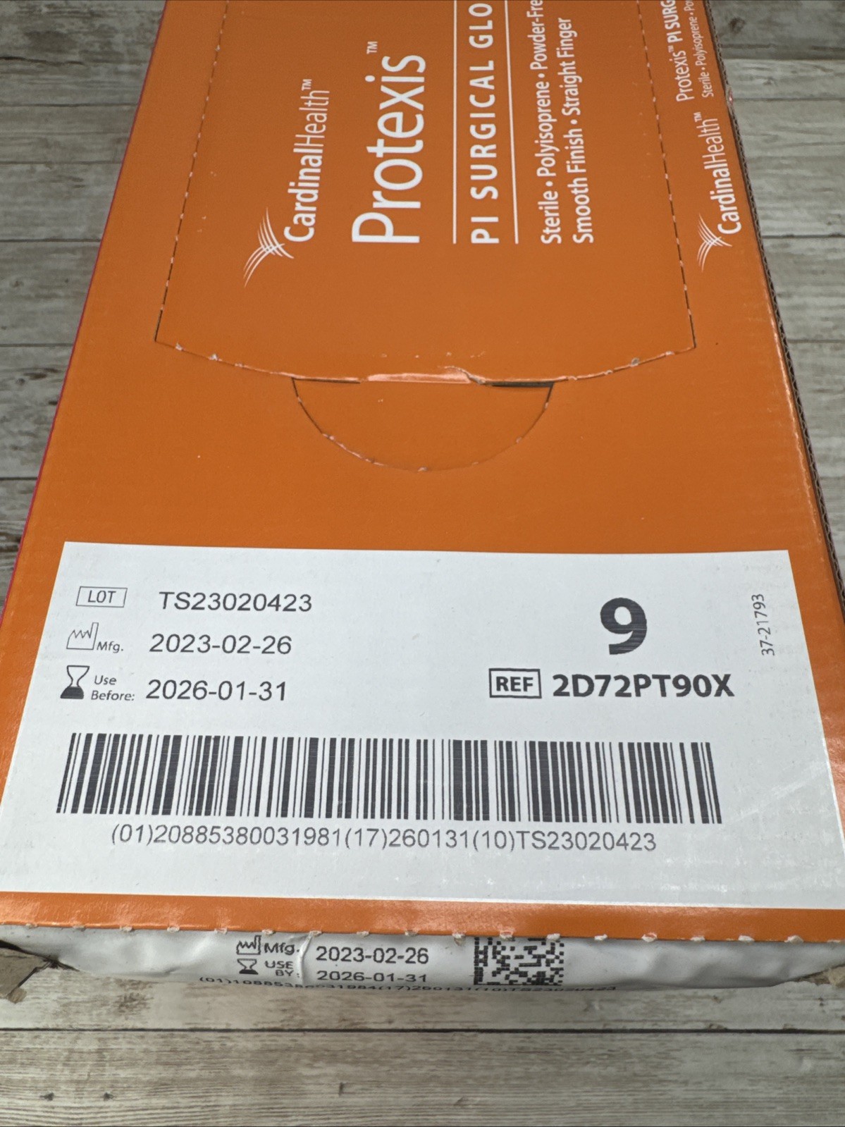 Protexis PI Surgical Gloves *OPEN FRONT BOX 50 PAIR* Cardinal Size: 9 *See Date*