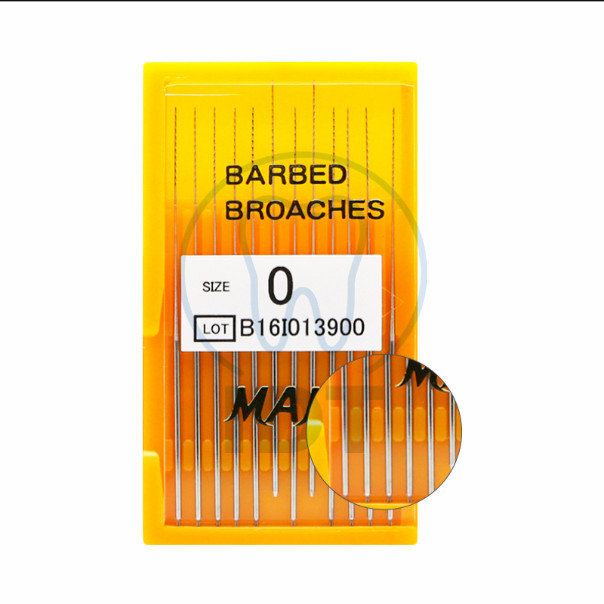 MANI Barbed Broach 12pcs Root Canal Pulp Extractor Stainless Steel 0# 00# 000#