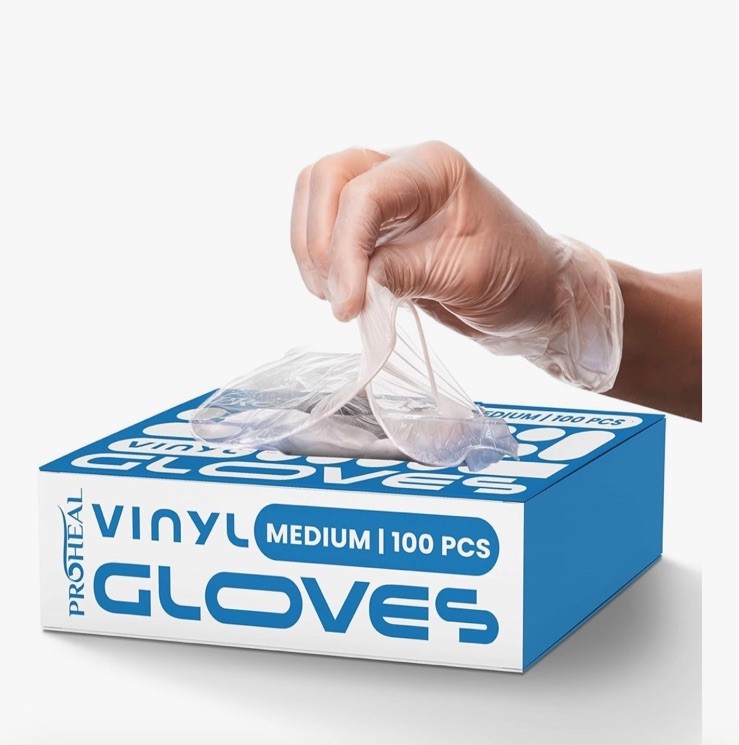 1000 Medium Clear Vinyl Kitchen Gloves, Latex & Powder-Free, Food Safe, Cleaning
