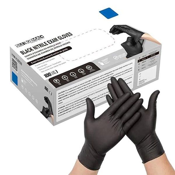 MacSoft Powder Free Nitrile Exam Gloves, Chemo Tested, Black, Large, 100/Box