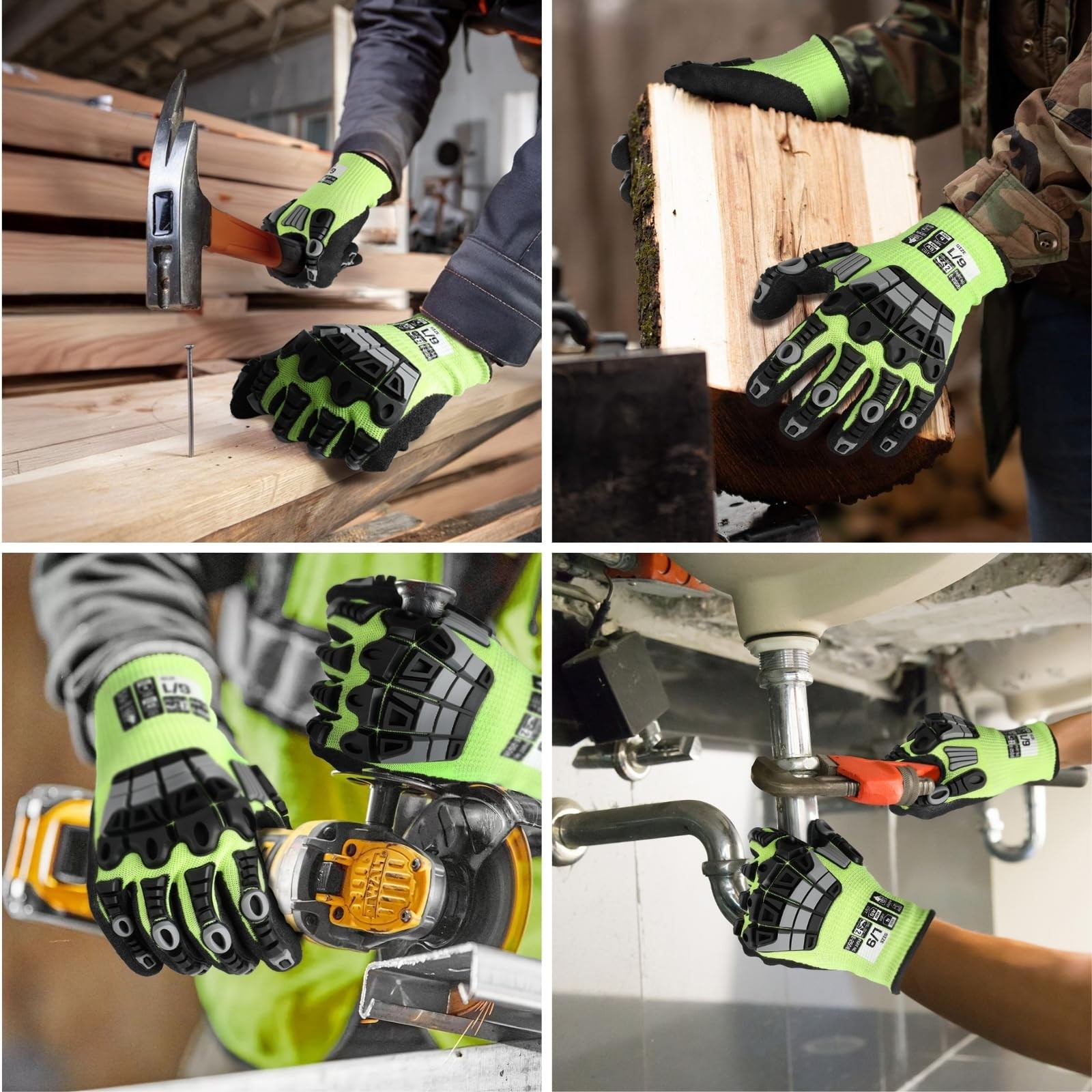 Work Gloves Men Women, A5 Cut Resistant Gloves, Impact Gloves, Heavy Duty Wor…