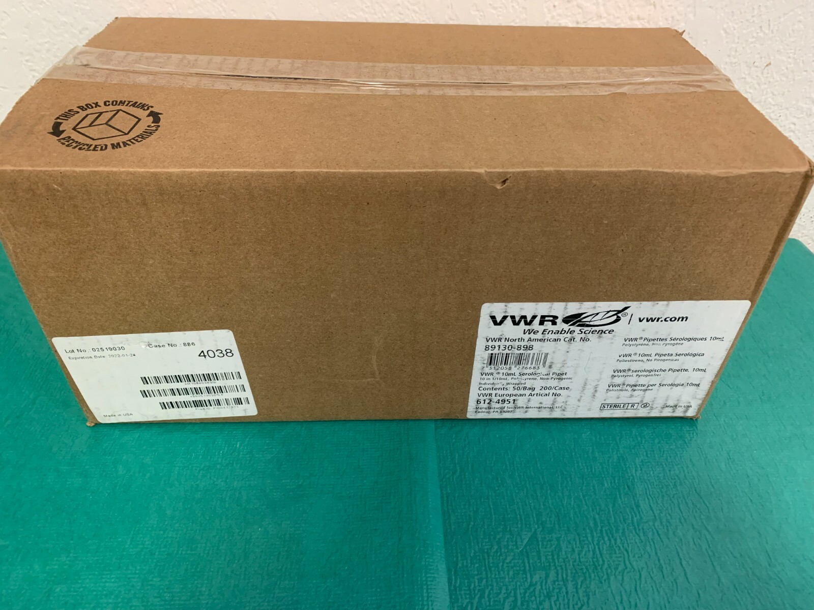 VWR 10mL Serological Pipet Wrapped 200/Case #89130-898