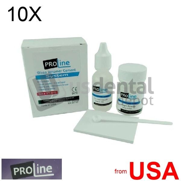 10X LOT of PRO-LINE Crown Cement Glass Ionomer – Type I Luting Cement Ki 010-020