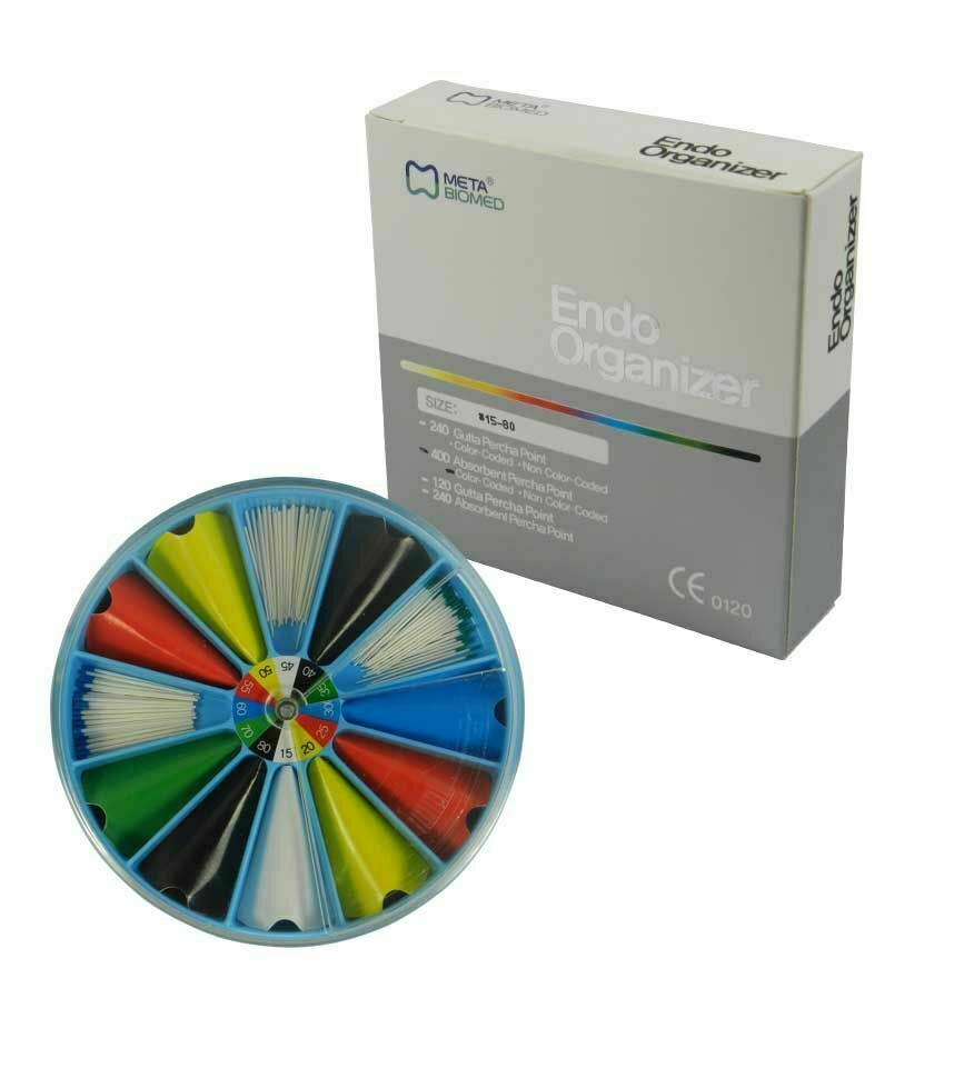 Meta Biomed Dental Endo Organizer with 12 compartments & 240 GP Points #15-80