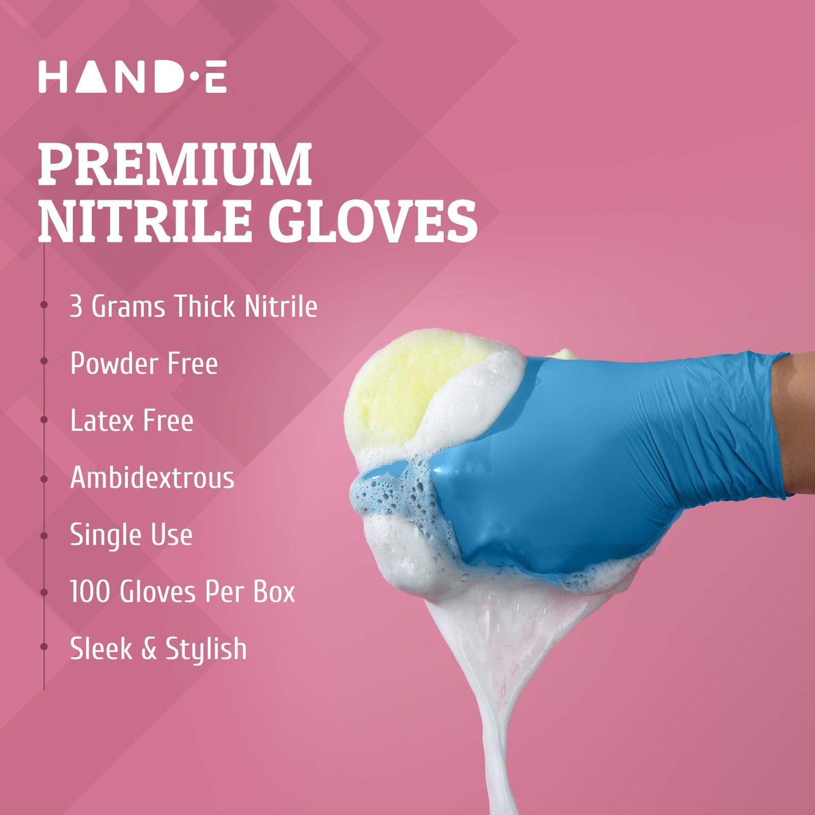 HandE Touch Blue Nitrile Gloves XL 100 Count Latex Free Powder Free