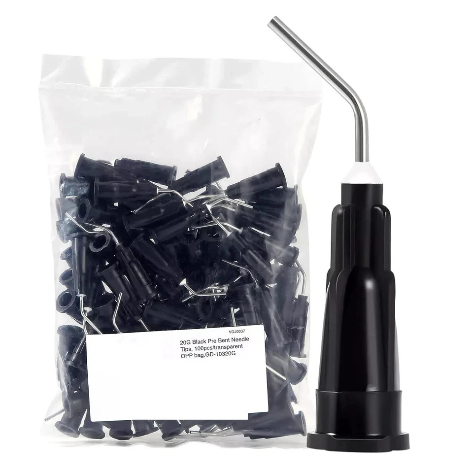 100 Pcs Dental 20G Irrigation Pre Bent Needle Tips For Etch Acid Resin Syring