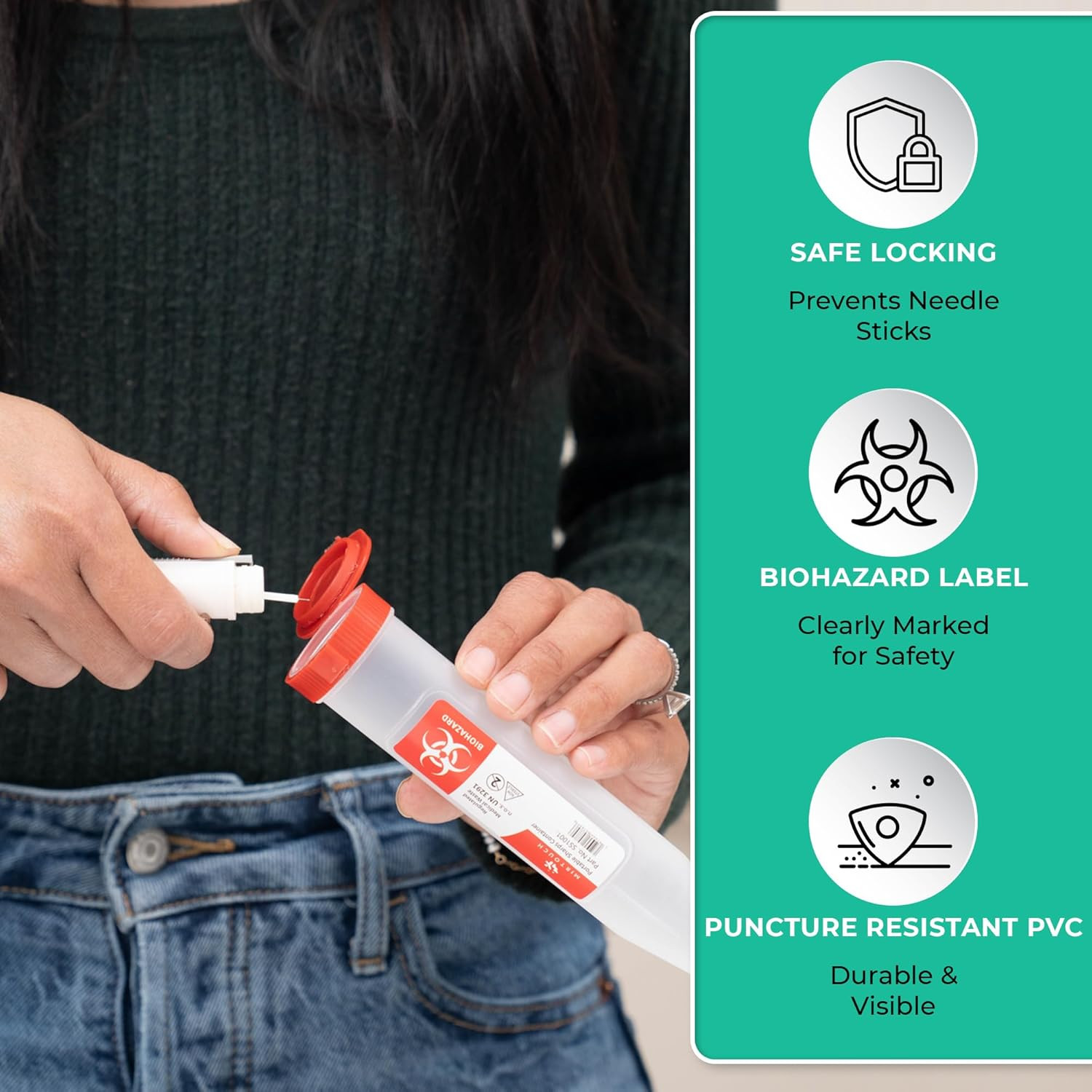 Sharps-Shuttle – Single Use Travel Sharps Container for Needles Syringes