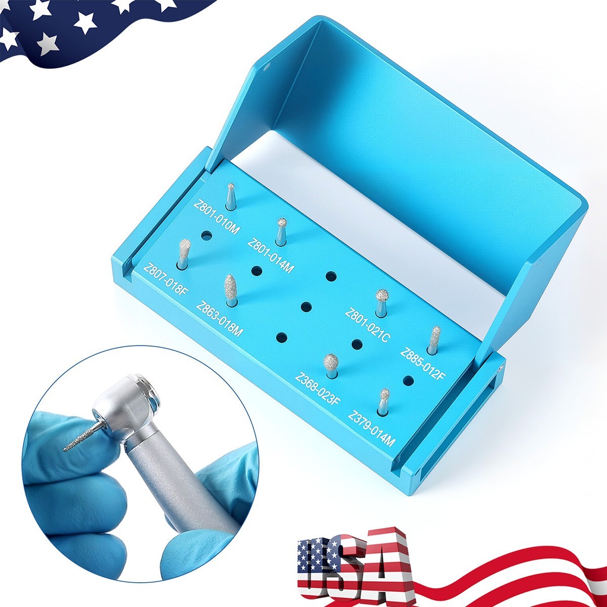 8Pcs AZDENT Dental Diamond Zirconia Finishing Bur Kit Friction Grip 1.6mm