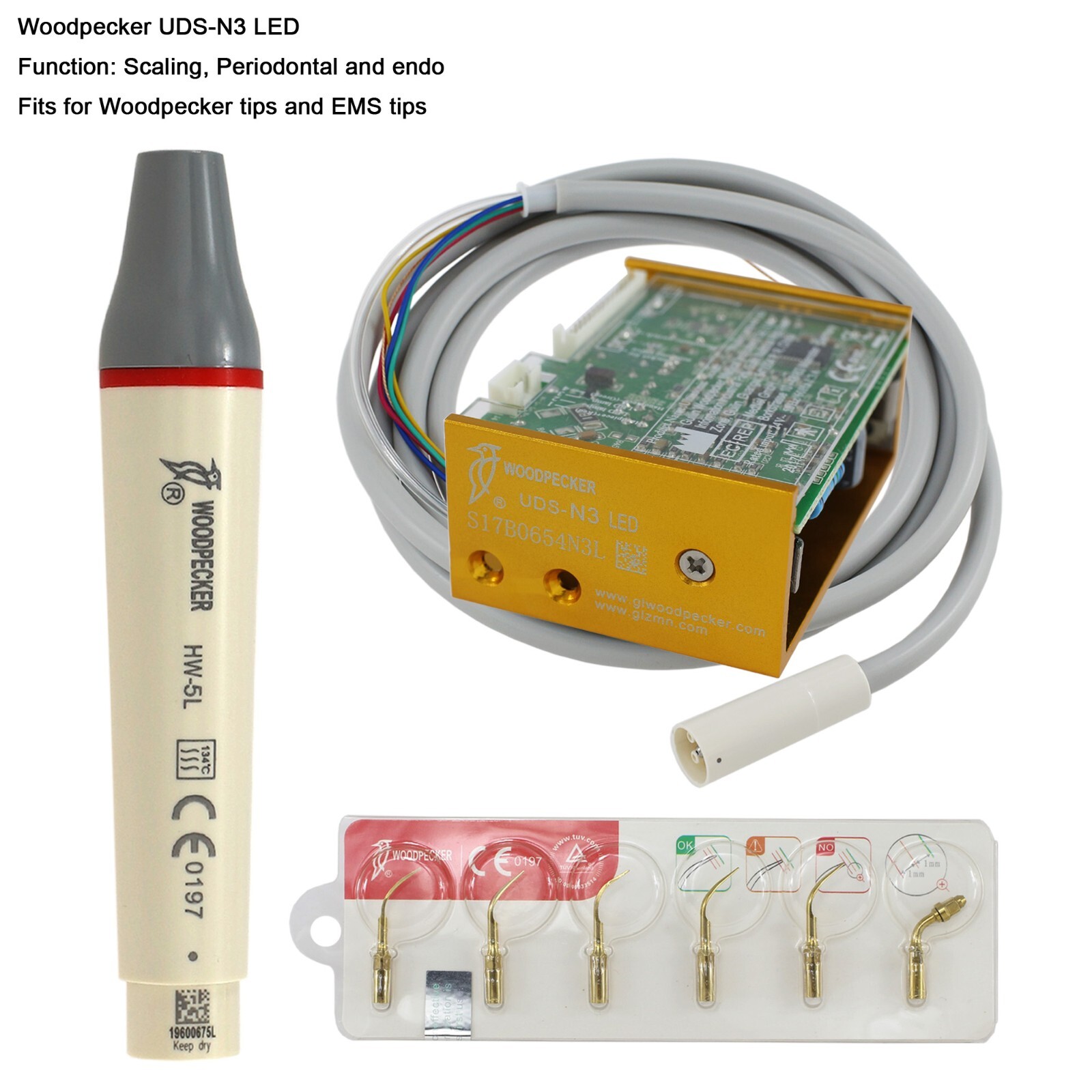 Woodpecker DTE Dental Ultrasonic Scaler Piezo Tips HW-5L HD-7L LED Handpiece PD1